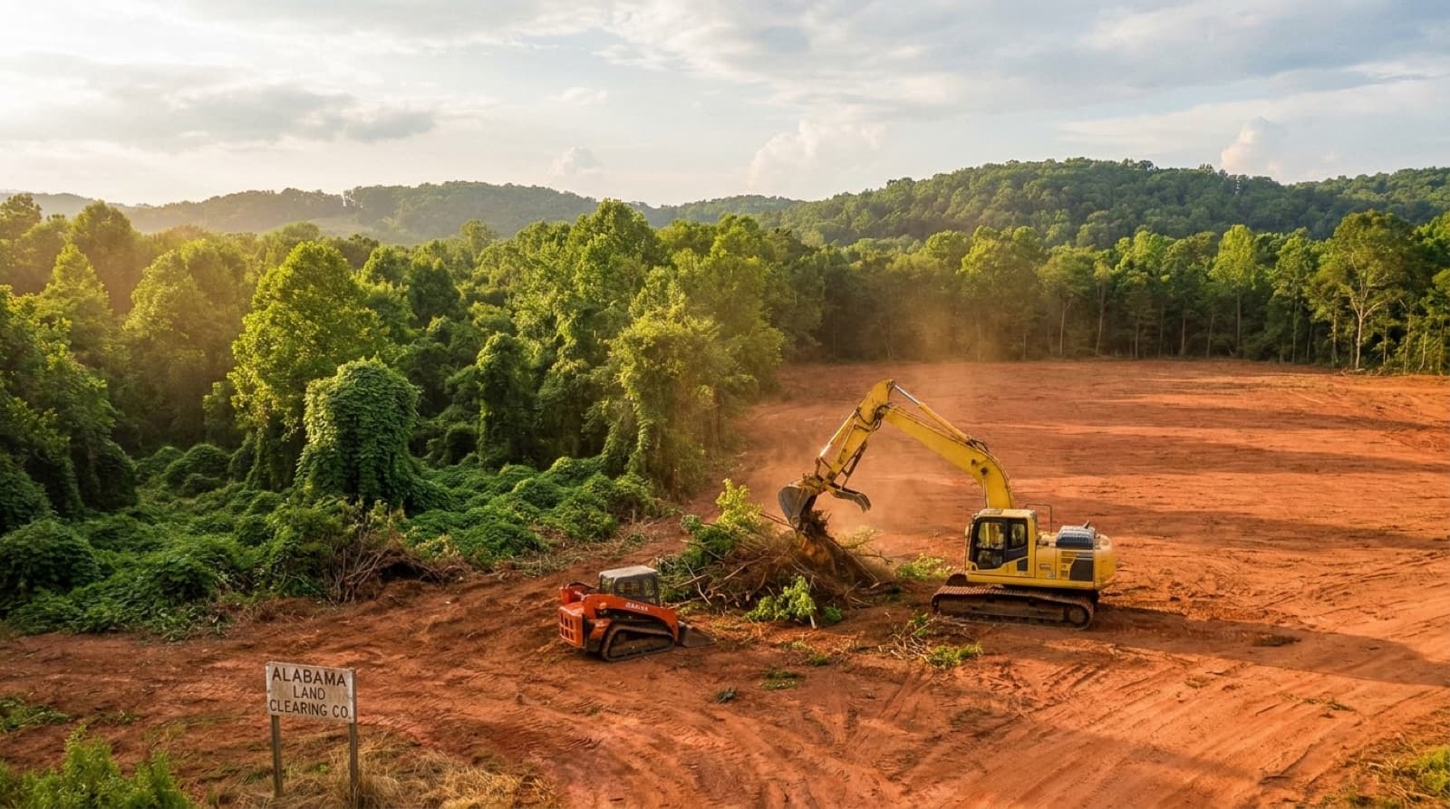Cleared building site in Huntsville, Alabama after land clearing